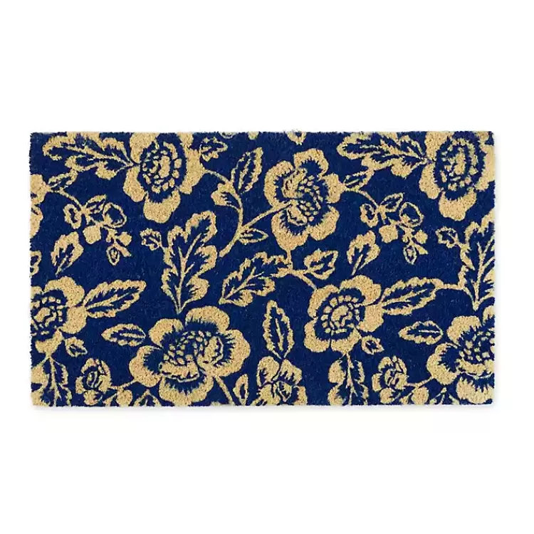 Blue Peonies Coir Doormat>Kirklands Home Fashion