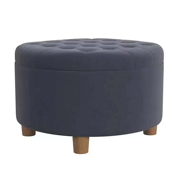 Round Velvet Tufted Storage Ottoman>Kirklands Home Shop