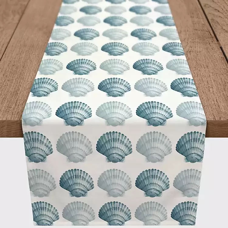 Blue Scallop Seashells Table Runner, 90 in.>Kirklands Home Cheap