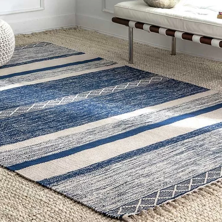 Seabrook Striped Fringe Wool Area Rug, 7x9>Kirklands Home Fashion