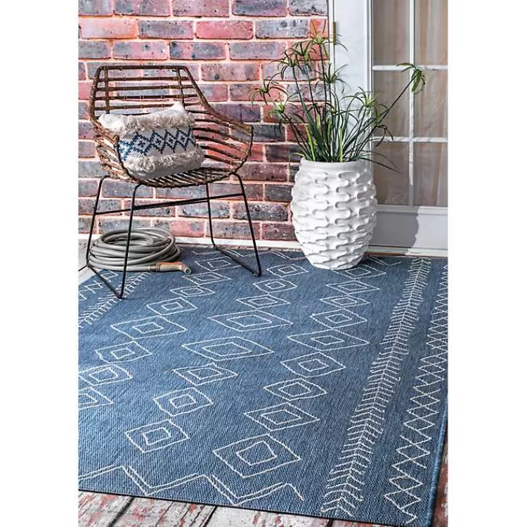 Blue Serna Tribal Outdoor Area Rug, 5x8>Kirklands Home Discount