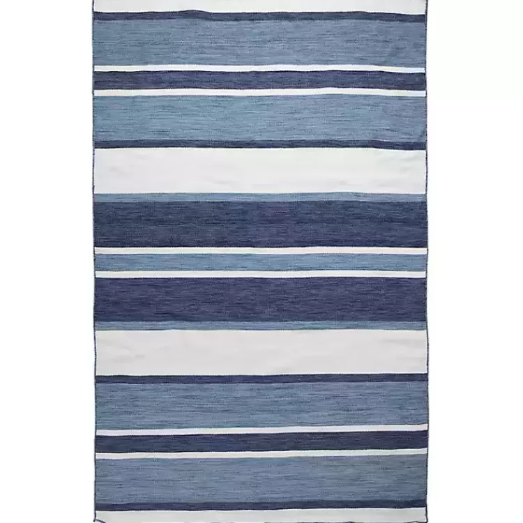 Blue Shades Striped Indoor/Outdoor Area Rug, 5x7>Kirklands Home Store