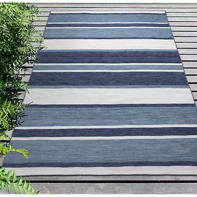 Blue Shades Striped Indoor/Outdoor Area Rug, 7x9>Kirklands Home Flash Sale