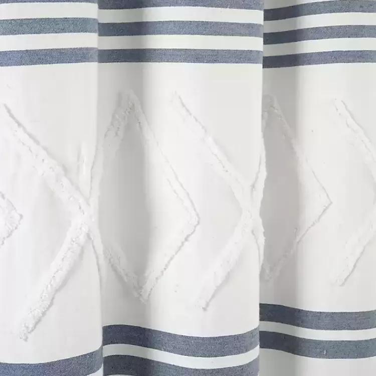 blue_stripe_diamond_tufted_shower_curtain_2.webp Blue Stripe Diamond Tufted Shower Curtain>Kirklands Home New