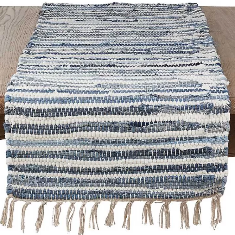 Blue Striped Chindi Cotton Table Runner>Kirklands Home Best