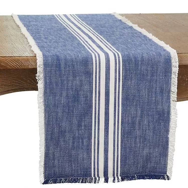 Blue Striped Fringe Table Runner, 72 in.>Kirklands Home Hot