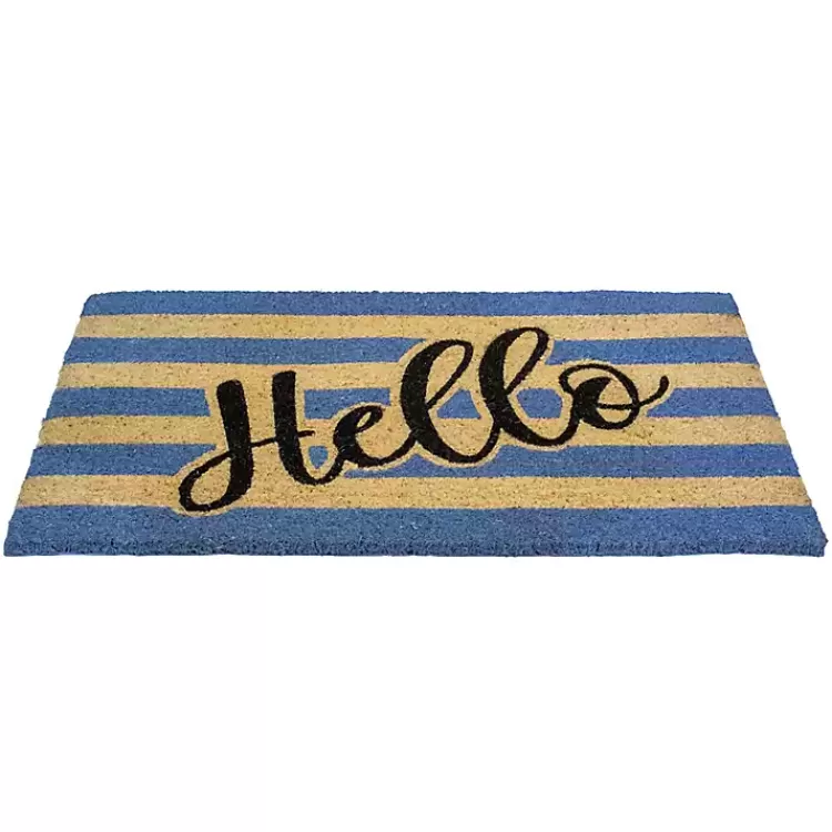 blue_striped_hello_doormat_3.webp Blue Striped Hello Doormat>Kirklands Home Cheap