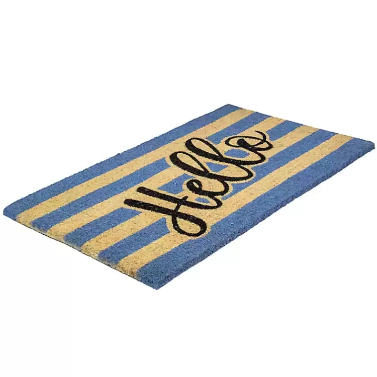 blue_striped_hello_doormat_4.webp Blue Striped Hello Doormat>Kirklands Home Cheap