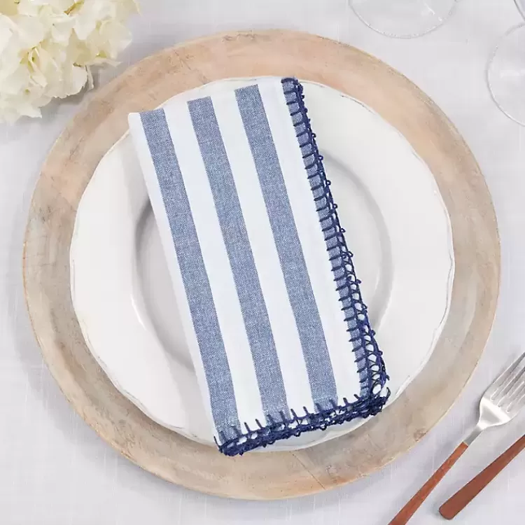 blue_striped_whipstich_napkins_set_of__3.webp Blue Striped Whipstich Napkins, Set of 4>Kirklands Home Cheap