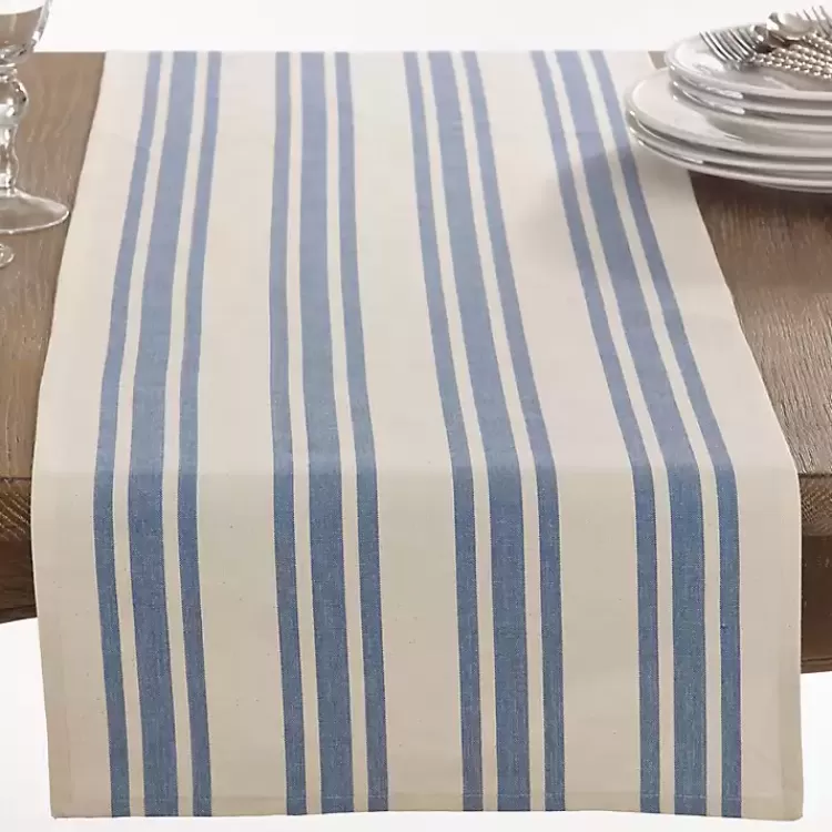 Blue Thick Stripe Oblong Table Runner>Kirklands Home Fashion