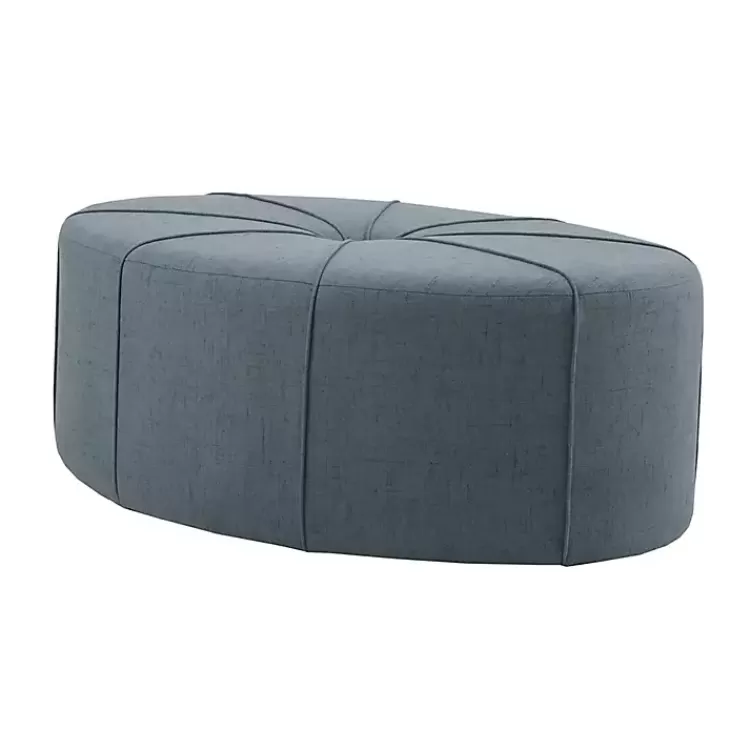 Thick Welting Center Button Oval Ottoman>Kirklands Home Fashion