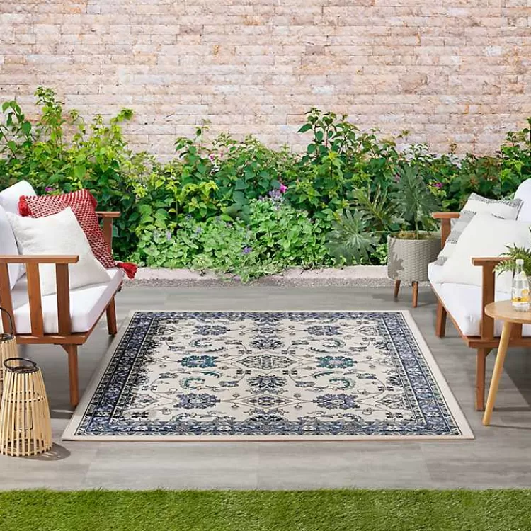 Blue Vintage Medallion Indoor/Outdoor Rug, 4x6>Kirklands Home Fashion