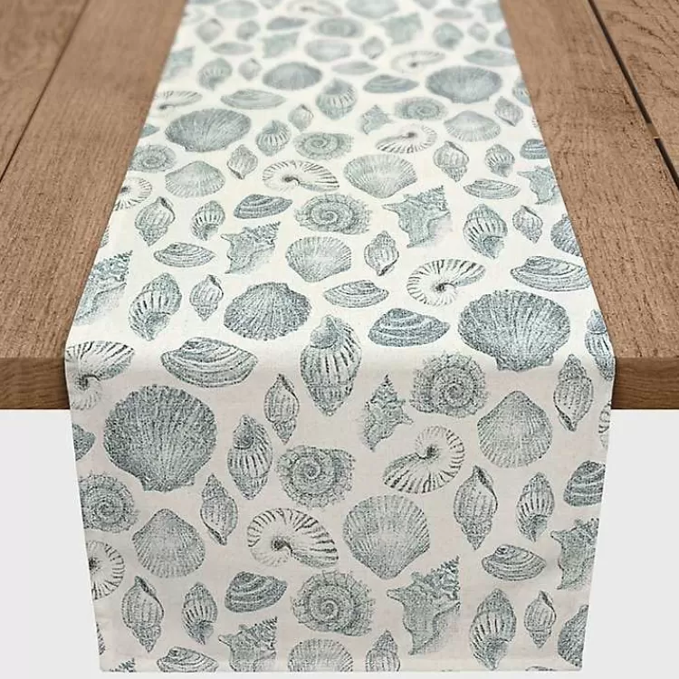 Blue Vintage Seashells Table Runner, 90 in.>Kirklands Home Online