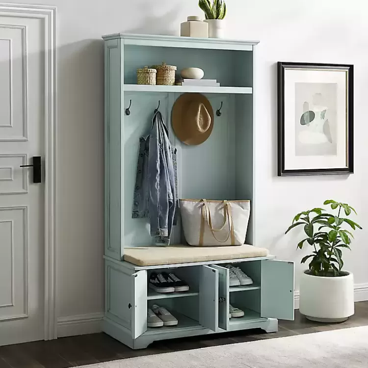blue_wood_hall_tree_with_cushioned_bench_6.webp Wood Hall Tree with Cushioned Bench>Kirklands Home Online