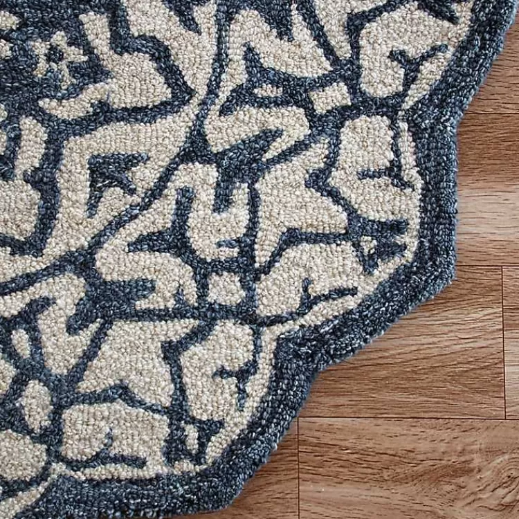 Blue Wool Mosaic Medallion Round Area Rug, 3 ft.>Kirklands Home Cheap