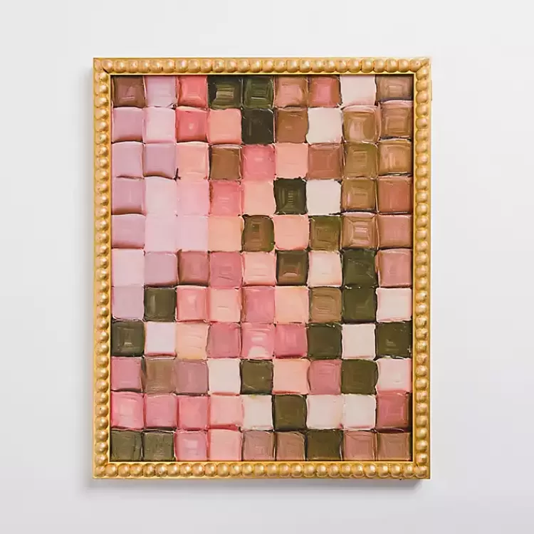 Blush Checkerboard Framed Canvas Art Print>Kirklands Home Cheap