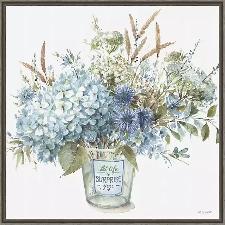 Bohemian Blue Floral Vase Framed Canvas Art Print>Kirklands Home Cheap