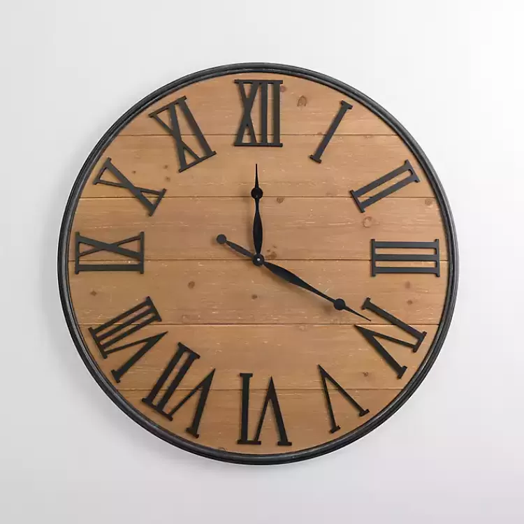Boone Wood Plank Wall Clock>Kirklands Home Flash Sale