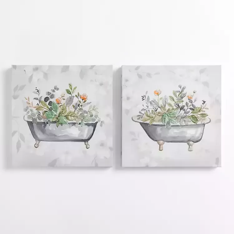 Botanical Bathtubs Canvas Art Prints, Set of 2>Kirklands Home Shop