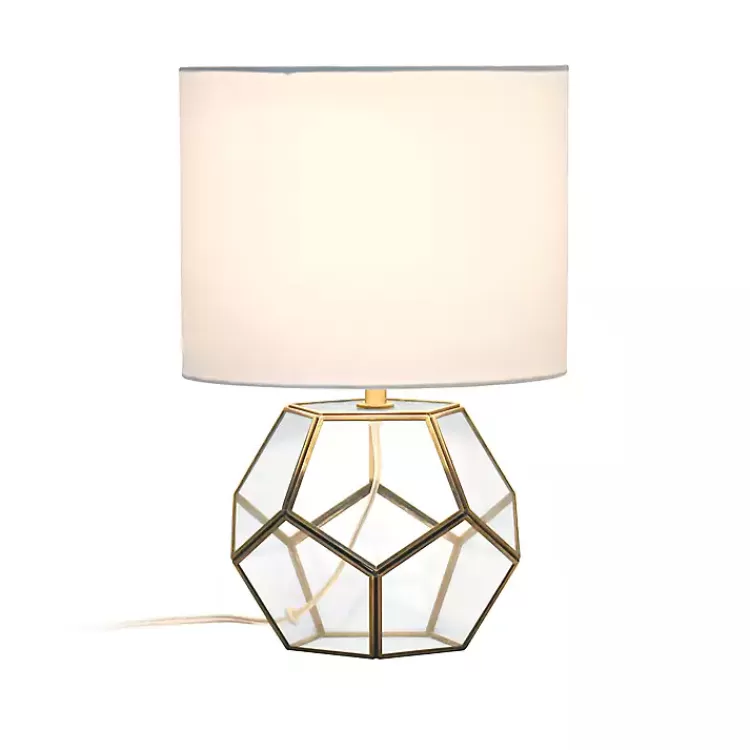 Brass and Glass Octagon Table Lamp>Kirklands Home Outlet