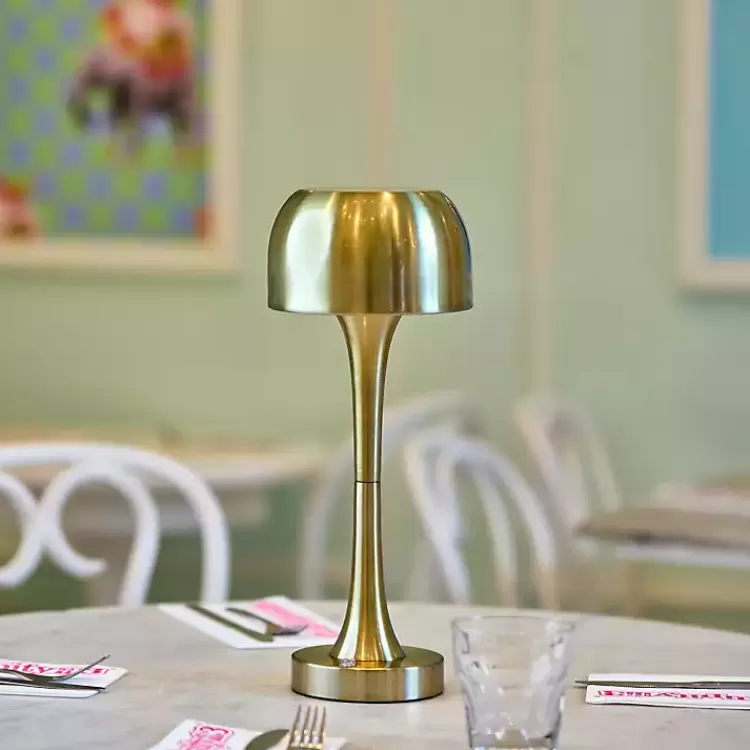 Brass Tapered Dome Frosted Light Cordless Lamp>Kirklands Home Best Sale