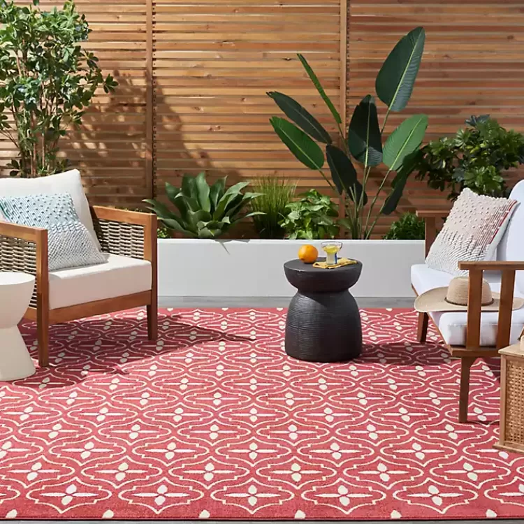 Brick & Ivory Quatrefoil Indoor/Outdoor Rug, 5x7>Kirklands Home Best Sale