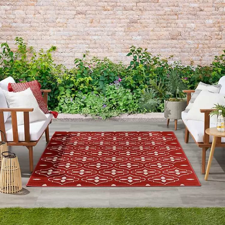 Brick & Ivory Quatrefoil Indoor/Outdoor Rug, 4x6>Kirklands Home Store