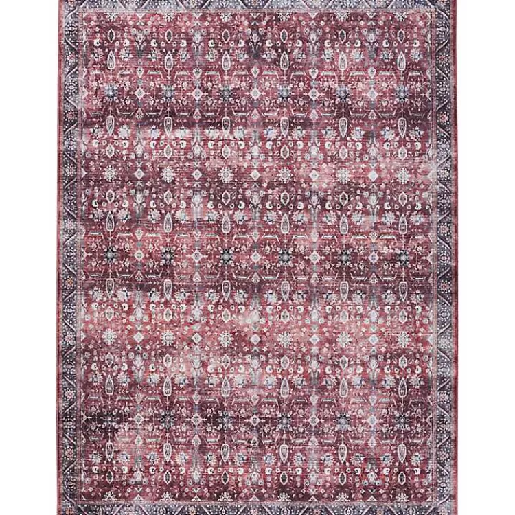 Brick Vintage Floral Washable Area Rug, 5x7>Kirklands Home Outlet