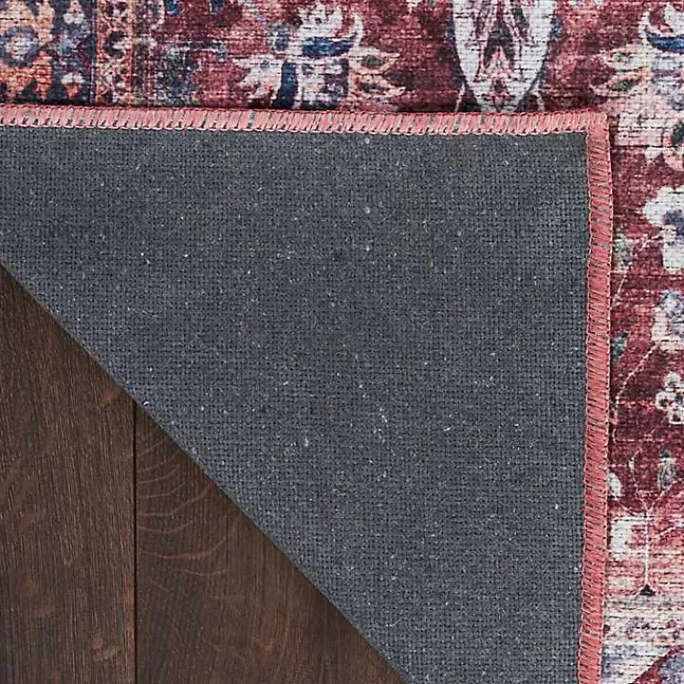 Brick Vintage Floral Washable Area Rug, 5x7>Kirklands Home Outlet