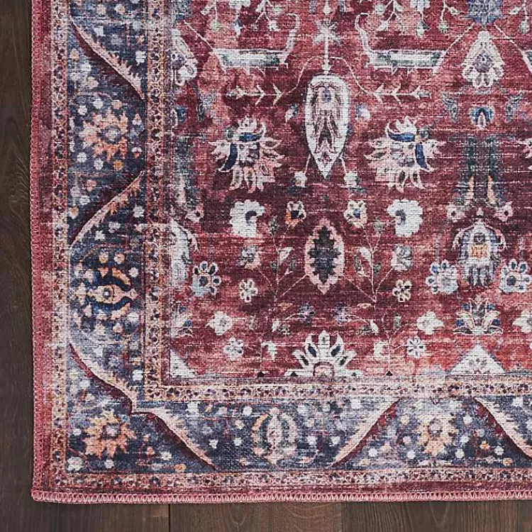 Brick Vintage Floral Washable Area Rug, 5x7>Kirklands Home Outlet
