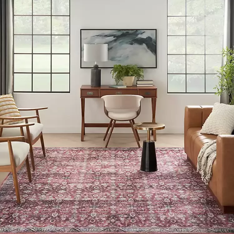 Brick Vintage Floral Washable Area Rug, 5x7>Kirklands Home Outlet