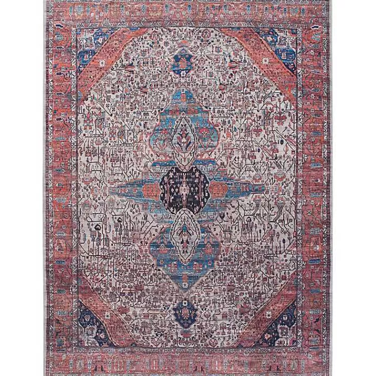 Brick Vintage Medallion Washable Area Rug, 5x7>Kirklands Home Clearance