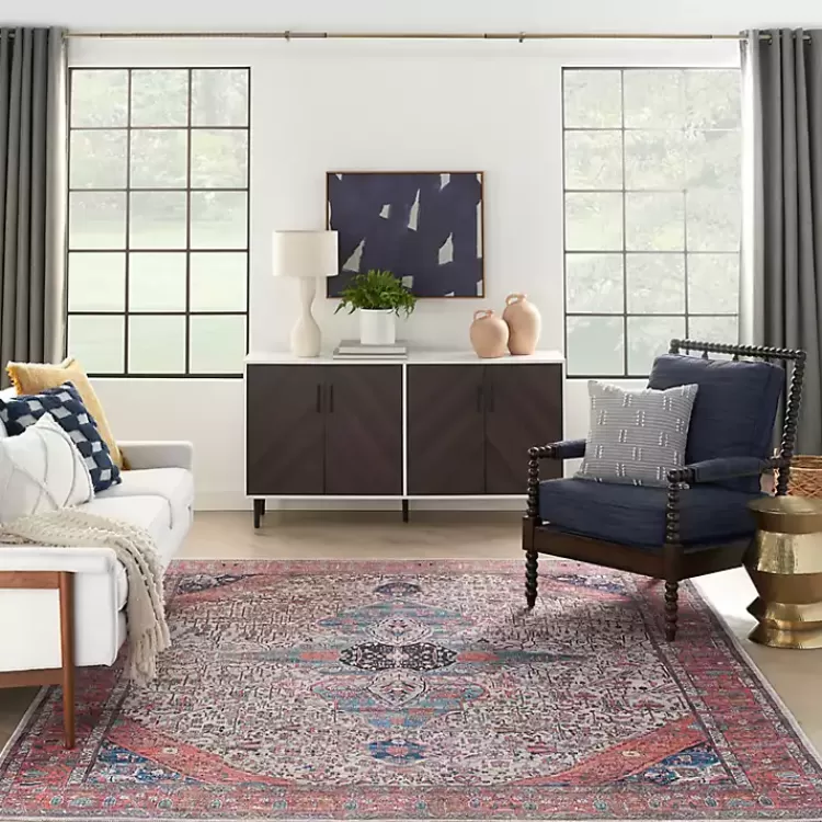 Brick Vintage Medallion Washable Area Rug, 5x7>Kirklands Home Clearance