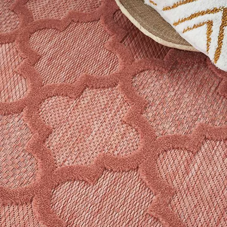 Bright Coral Trellis Outdoor Area Rug, 4x6>Kirklands Home Outlet