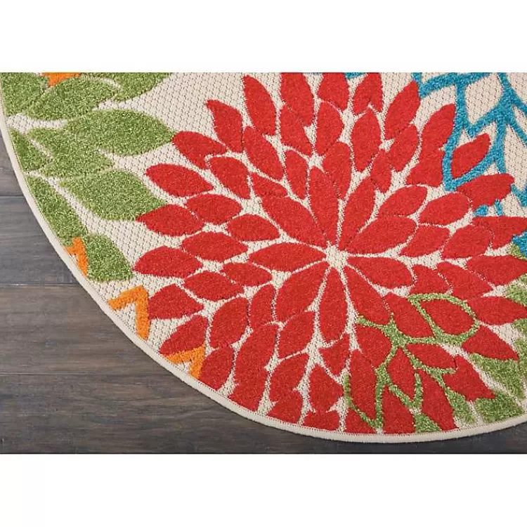 Bright Leaves Round Outdoor Area Rug, 5x5>Kirklands Home Flash Sale