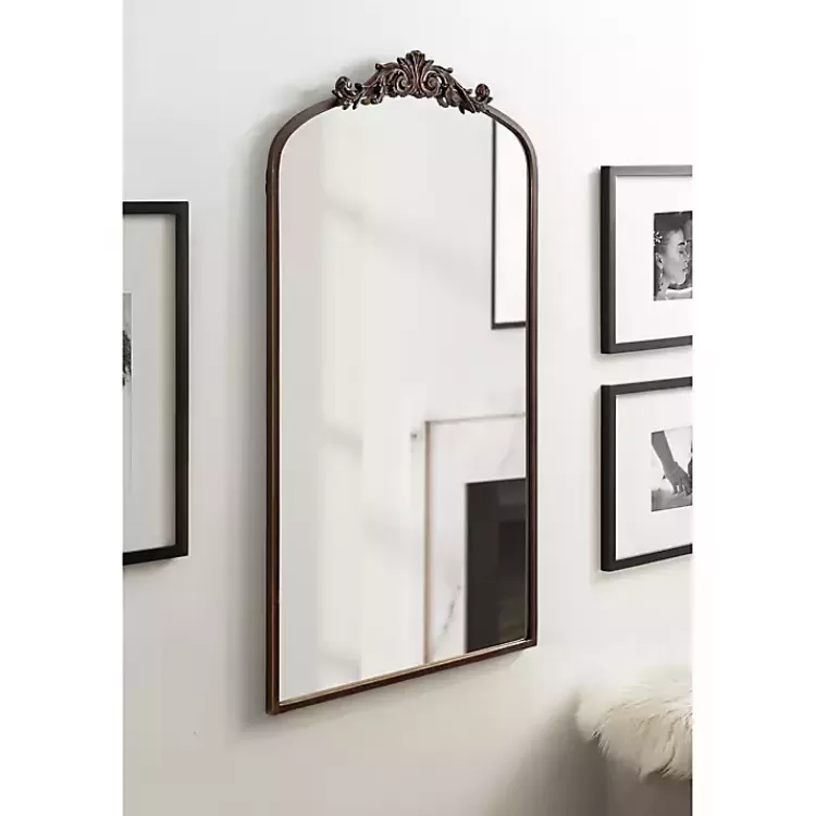 bronze_metal_arch_ornate_crown_wall_mirror_6.webp Bronze Metal Arch Ornate Crown Wall Mirror>Kirklands Home Clearance