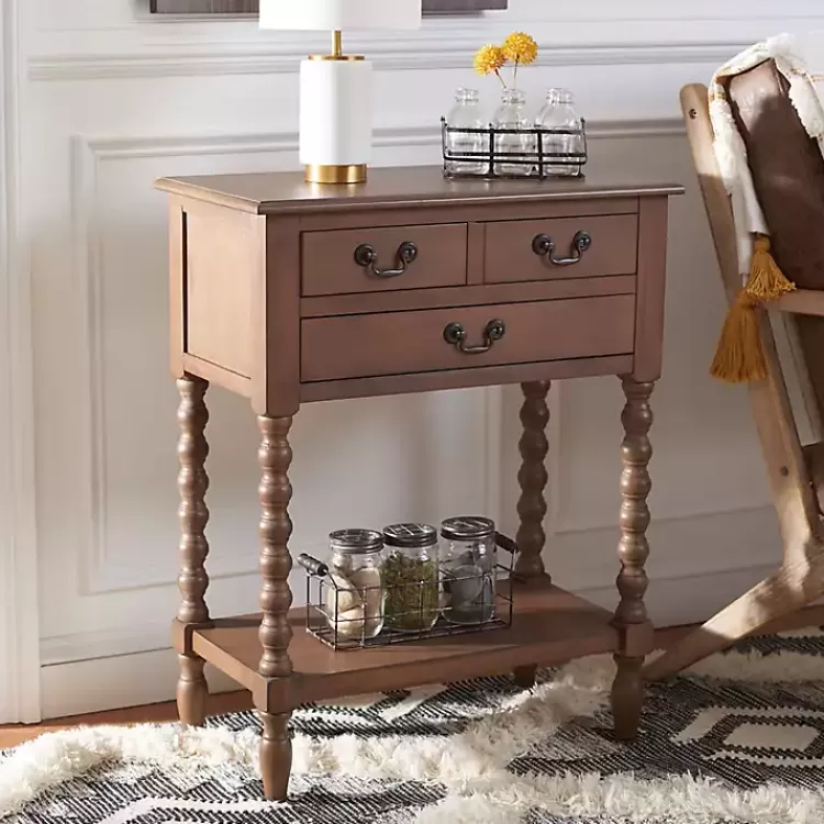 brown_farmhouse_drawer_console_table_2.webp Farmhouse 3-Drawer Console Table>Kirklands Home Store