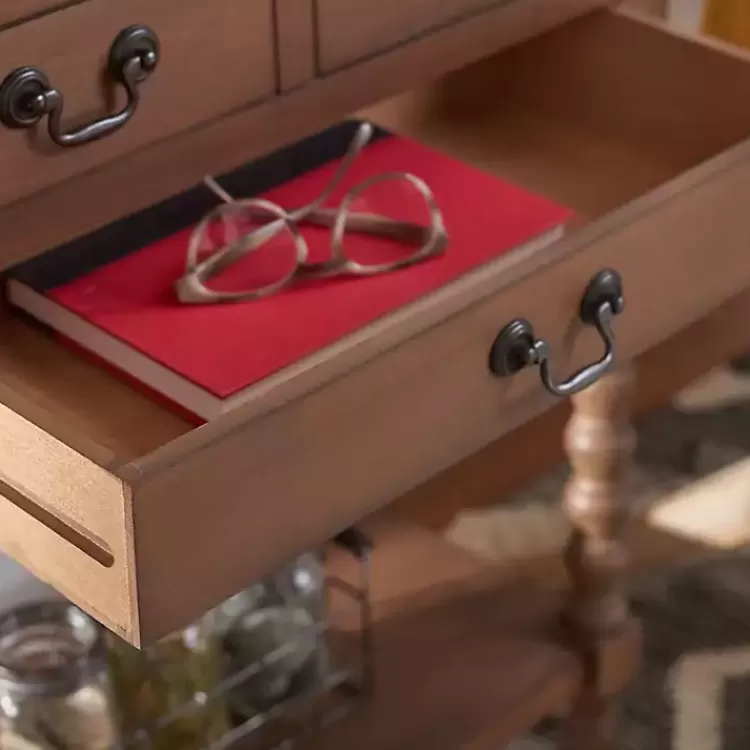 brown_farmhouse_drawer_console_table_5.webp Farmhouse 3-Drawer Console Table>Kirklands Home Store