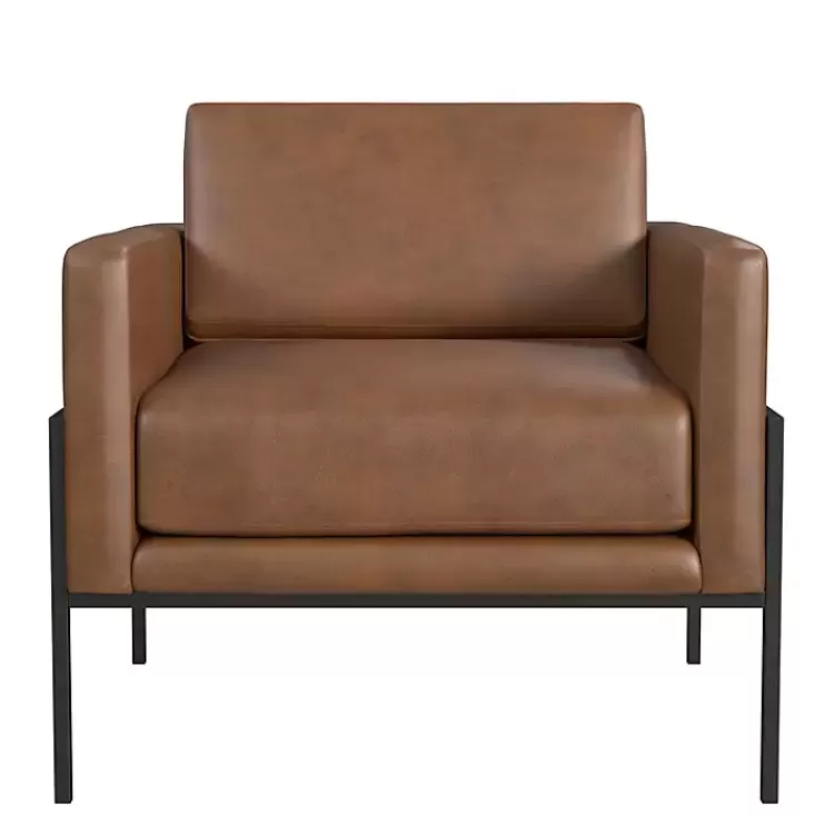 Faux Leather Black Metal Accent Chair>Kirklands Home Cheap