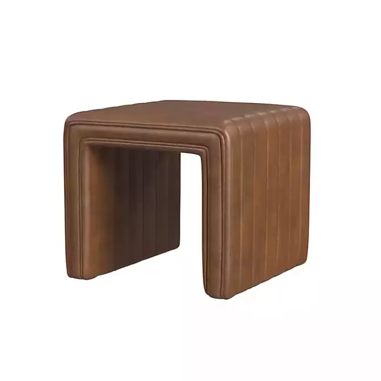 Faux Leather Channeled Upholstered Ottoman>Kirklands Home Cheap