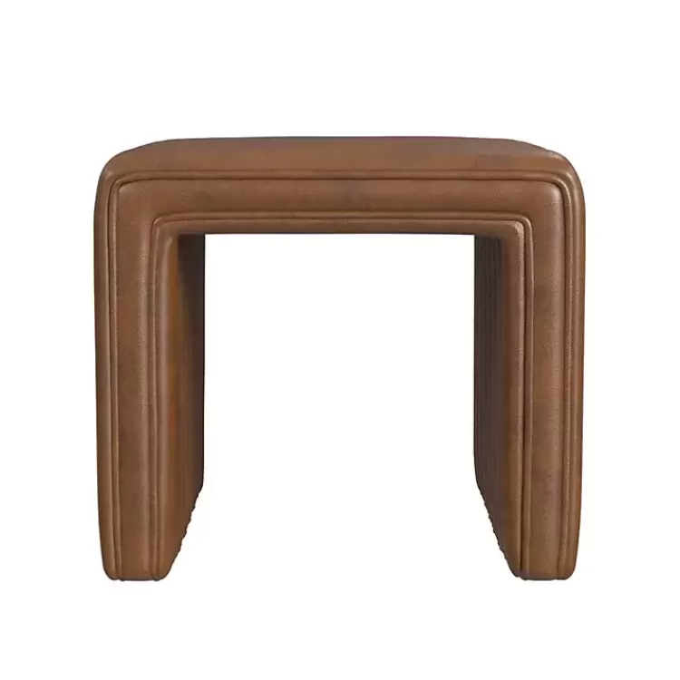 Faux Leather Channeled Upholstered Ottoman>Kirklands Home Cheap