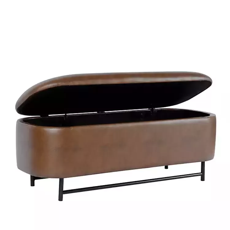 Faux Leather Metal Storage Bench>Kirklands Home Sale