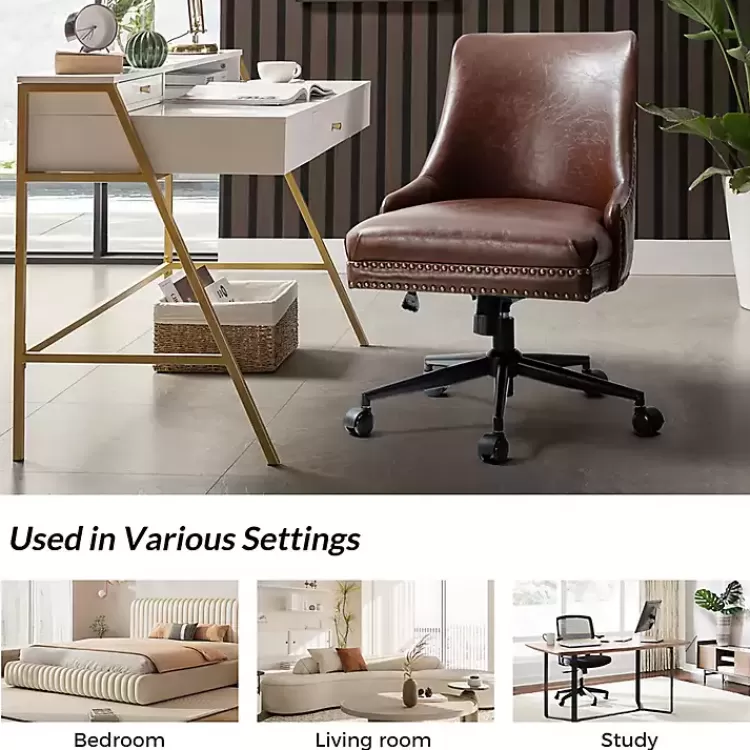 brown_faux_leather_rocking_office_chair_7.webp Faux Leather Rocking Office Chair>Kirklands Home Store