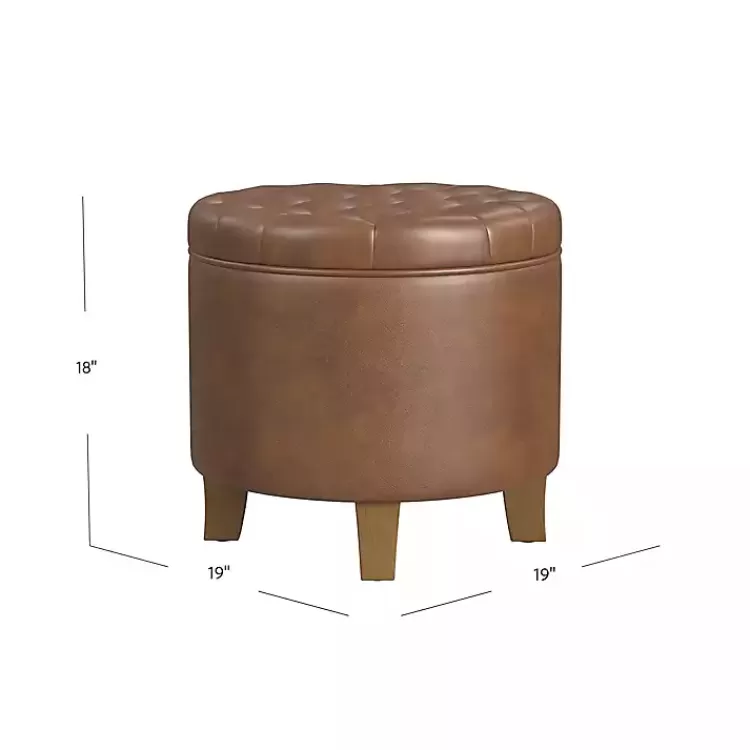 Faux Leather Tufted Storage Ottoman>Kirklands Home Shop