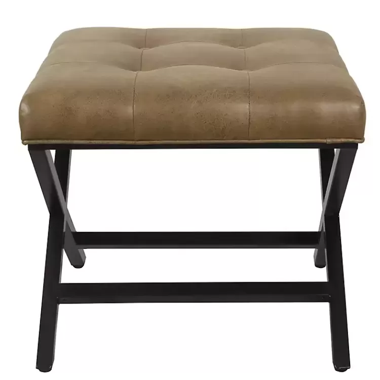 Faux Leather Tufted X-Frame Bench>Kirklands Home Online