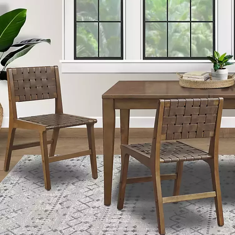 Faux Leather Woven Dining Chairs, Set of 2>Kirklands Home Sale