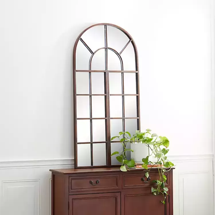 Metal Arch Frame Windowpane Wall Mirror>Kirklands Home Fashion