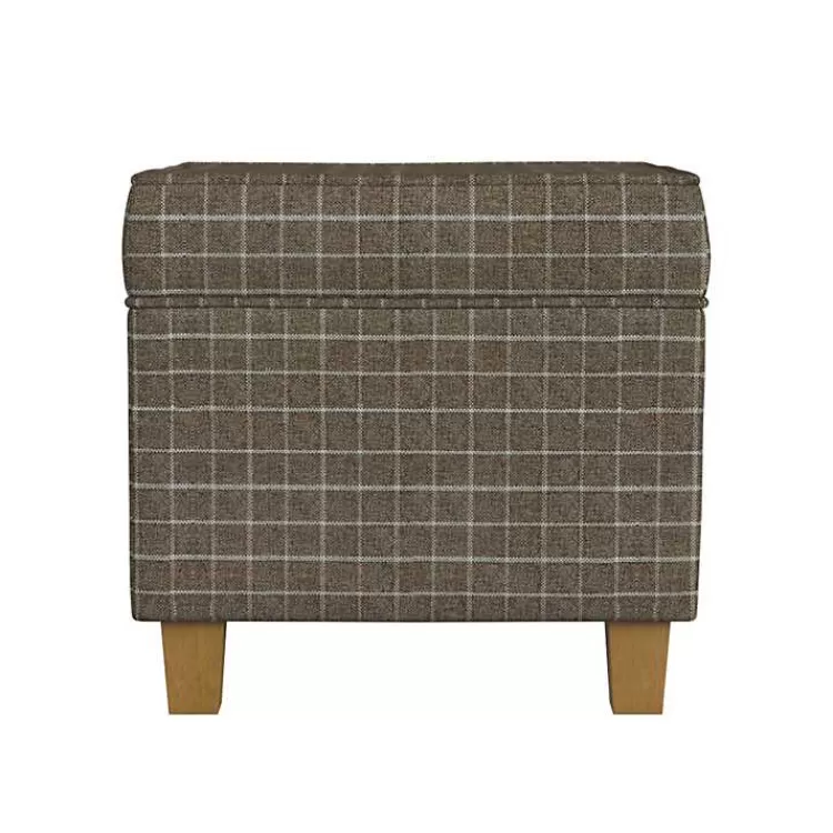 Plaid Upholstered Square Storage Ottoman>Kirklands Home Online