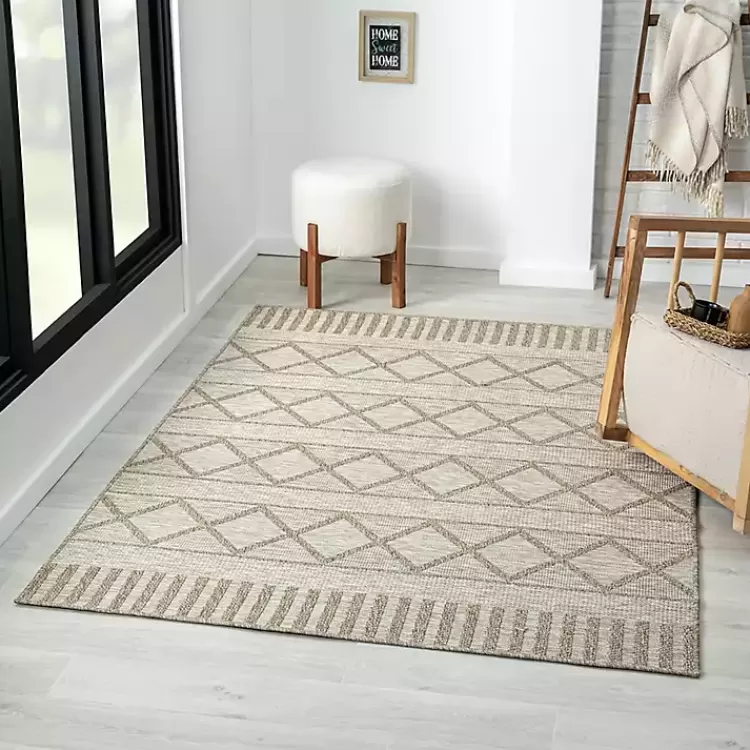 Brown Transitional Stripes Outdoor Rug, 8x10>Kirklands Home Cheap