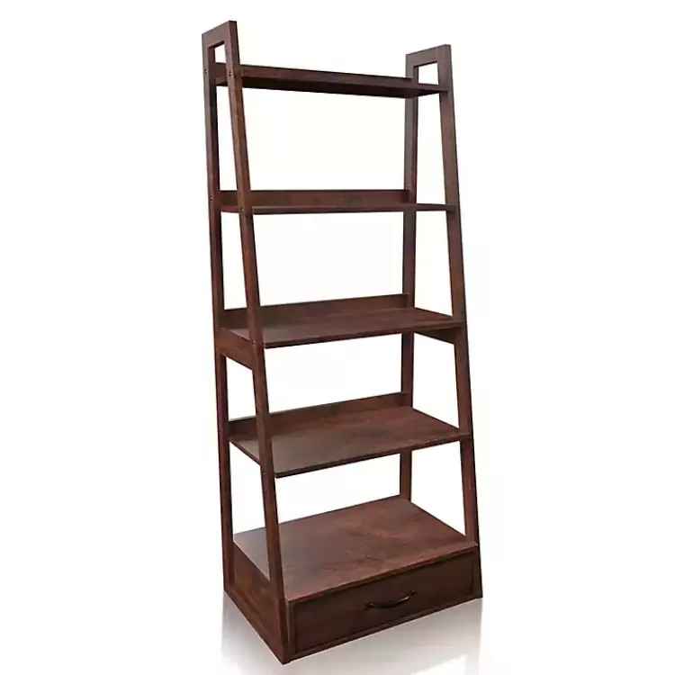 Wood 5-Shelf Leaning Bookshelf>Kirklands Home Clearance